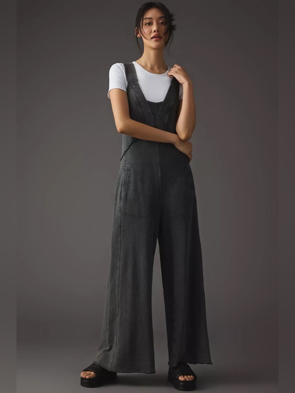 Daily Practice Palmra Wide-Leg Overalls Jumpsuit Boho Lagenlook Lounge XL